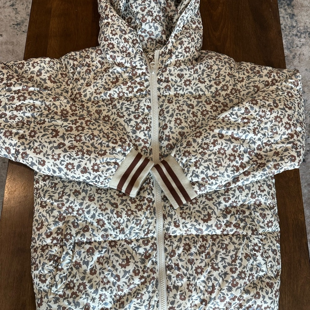 Floral Puffer Jacket with Hood